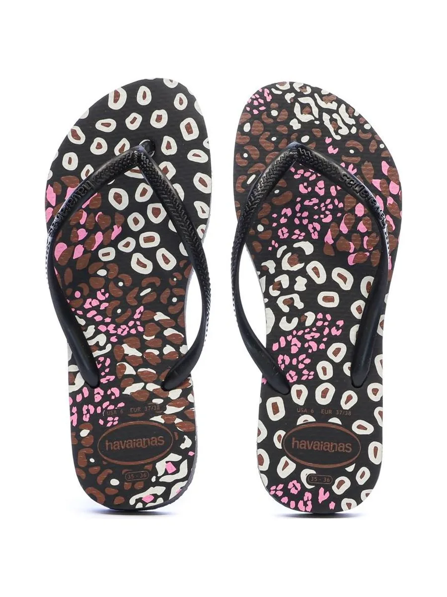 Tongs Noir Femme Havaianas Slim Animals Infradito 4