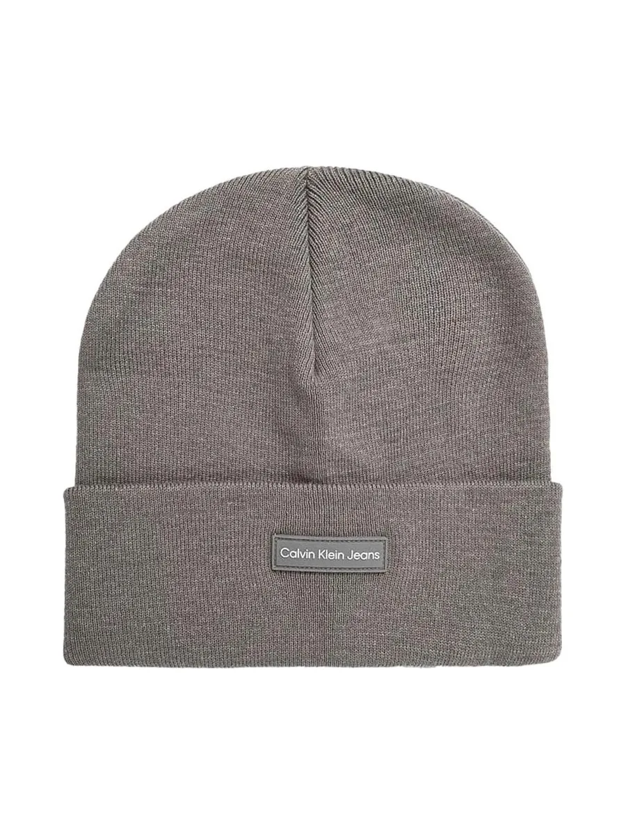 Bonnet Gris Femme Calvin Klein Jeans Patch Beanie 1