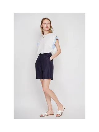 T-shirt col rond coupe oversize manches court avec patte boutons 1