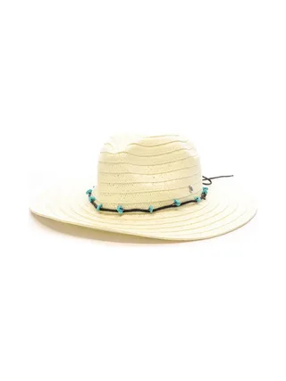 Chapeau de soleil en paille Blanc à large bord Via Lorenzo Fedora 1