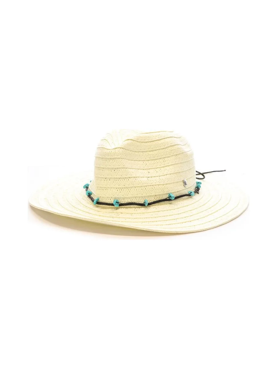 Chapeau de soleil en paille Blanc à large bord Via Lorenzo Fedora 2