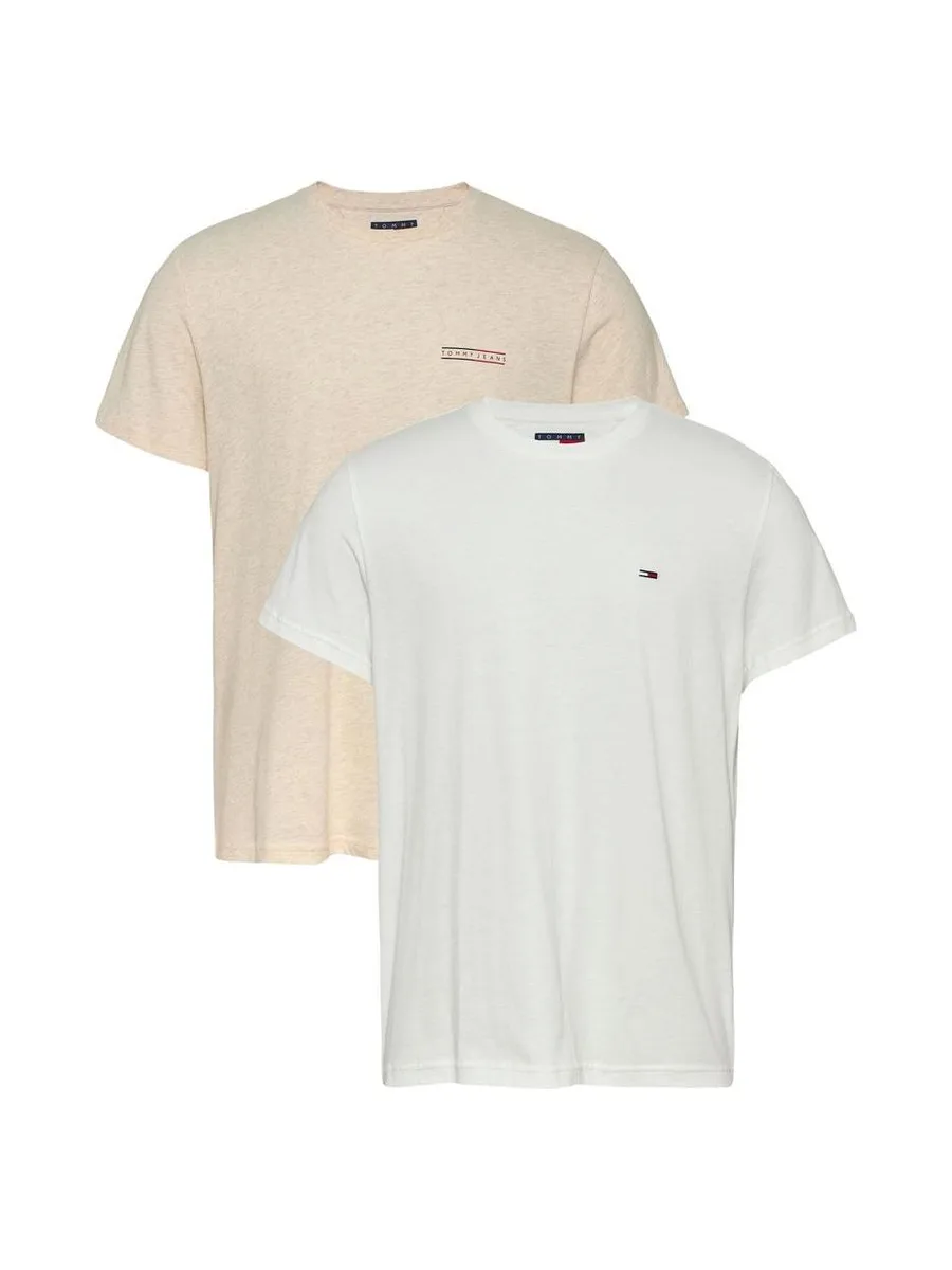 2x T-Shirt Beige/Blanc Homme Tommy Hilfiger DM0DM21344 2