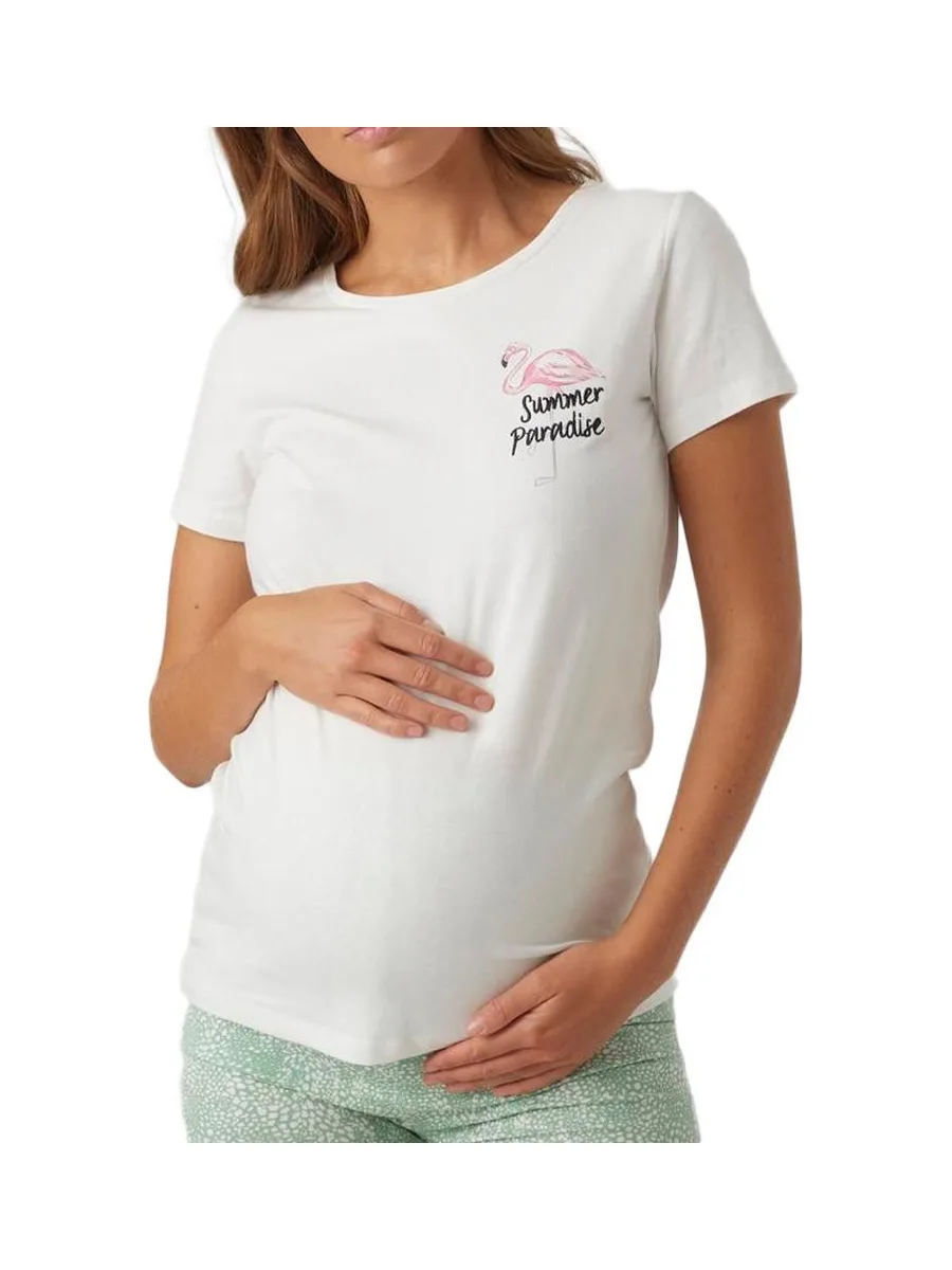 T-shirt Blanc Femme Mamalicious Feliz 2