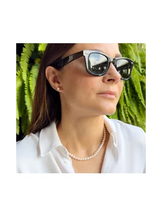 Collier Véritables Perles d'Eau Douce Semi-Rondes 6-7 mm — Or Blanc 375 Millièmes — 42 cm 2
