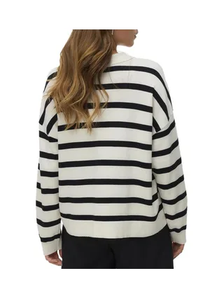 Pull Rayé Écru/Noir Femme Vero Moda Silla 2