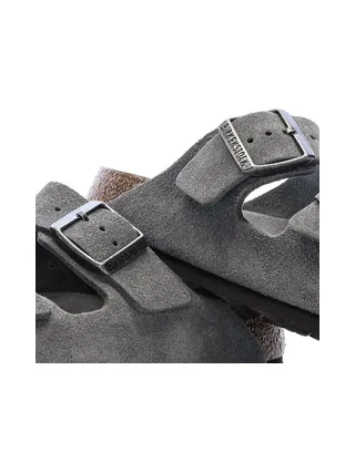 Sandales Grises Mixte Birkenstock Arizona Suede Leather Narrow 7