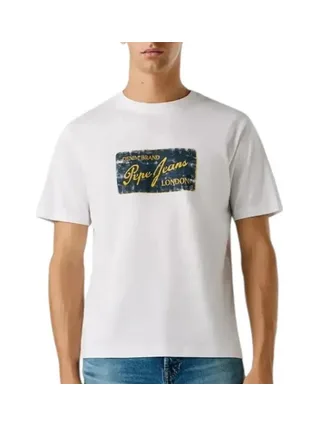 T-Shirt Blanc/Jaune Homme Pepe jeans Original 1