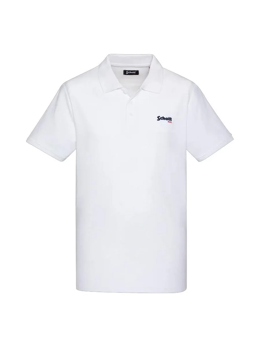 Polo Blanc Homme Schott PS0022 2