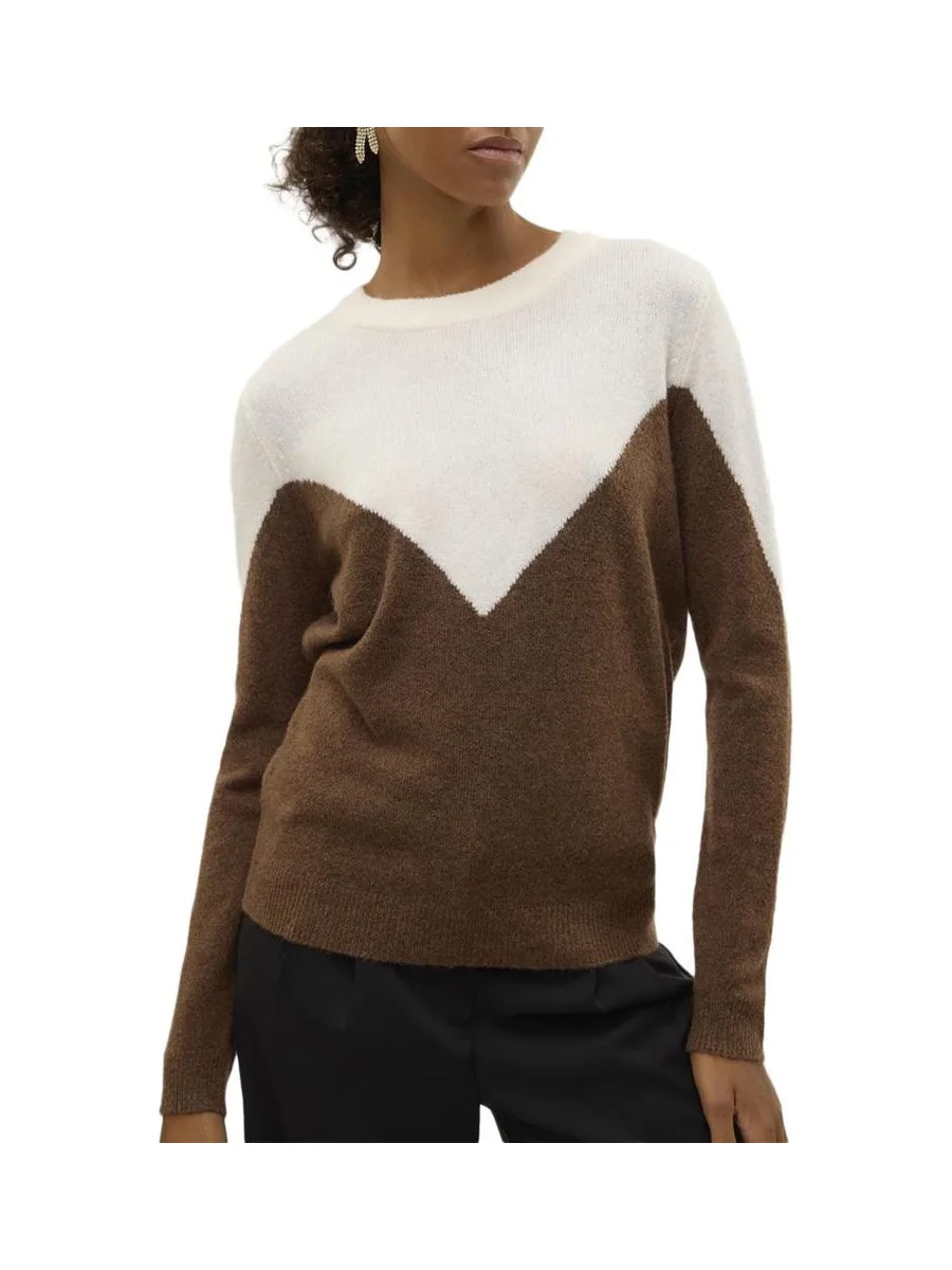 Pull Marron/Blanc Femme Vero Moda Plaza 2