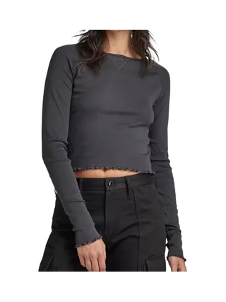 T-shirt Manches longues Noir Femme G-Star Cropped Baby Sis Raglan 1
