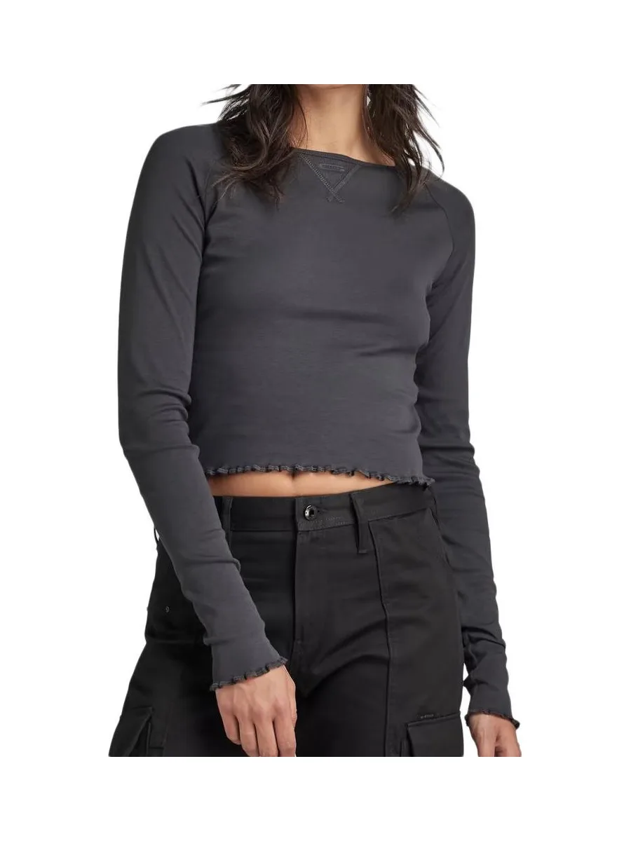 T-shirt Manches longues Noir Femme G-Star Cropped Baby Sis Raglan 2