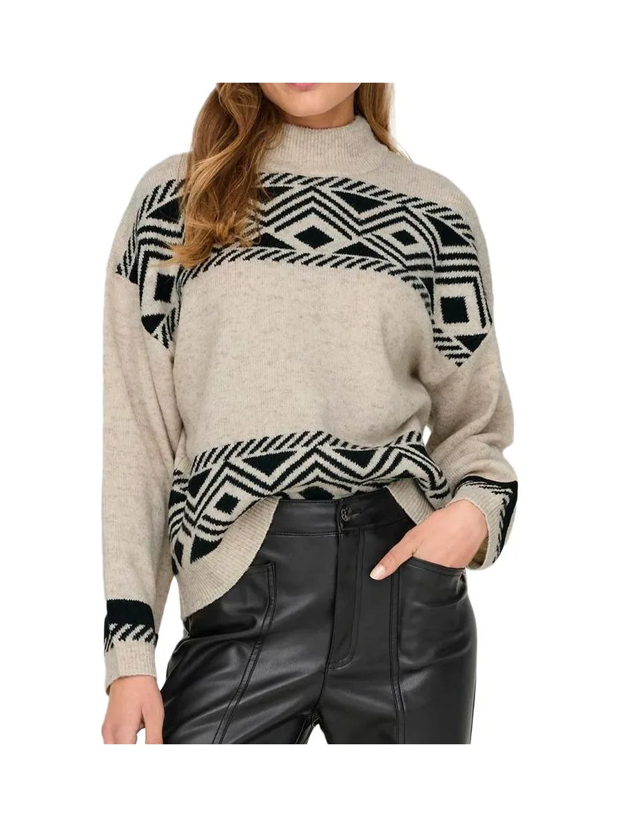Pull Beige/Noir Femme Only Victoria 2