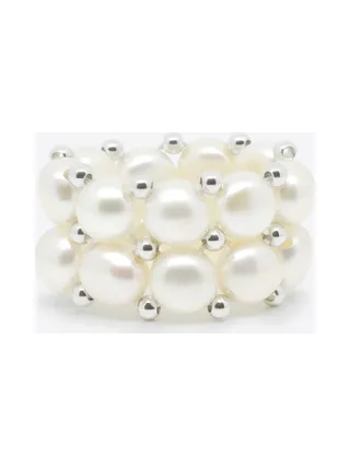 Bague 2 Rangs Véritables Perles d'Eau Douce 4 mm 4