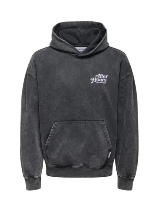 Sweat à Capuche Gris Foncé Homme Only & Sons Buck 1