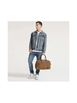 BART - Sac week-end en cuir véritable et toile enduite - Bleu 14