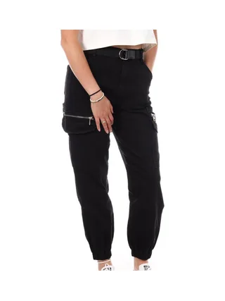 Pantalon Cargo Ceinture Noir Femme Monday Premium LW-357 1