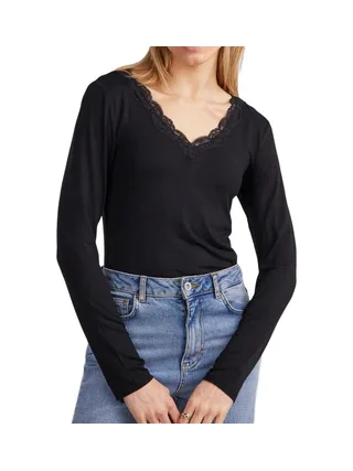 T-Shirt Noir Femme Pieces Pcbarbera 1