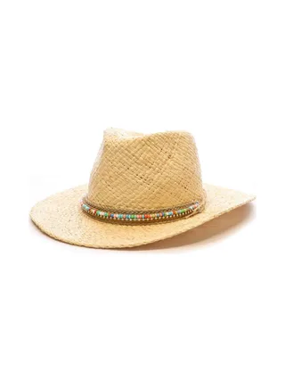 Chapeaux de Paille Blanc Via Lorenzo Fedora Naturel 1