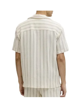 Chemise Rayure Écru/Taupe Homme Jack & Jones Stripe Resort 2