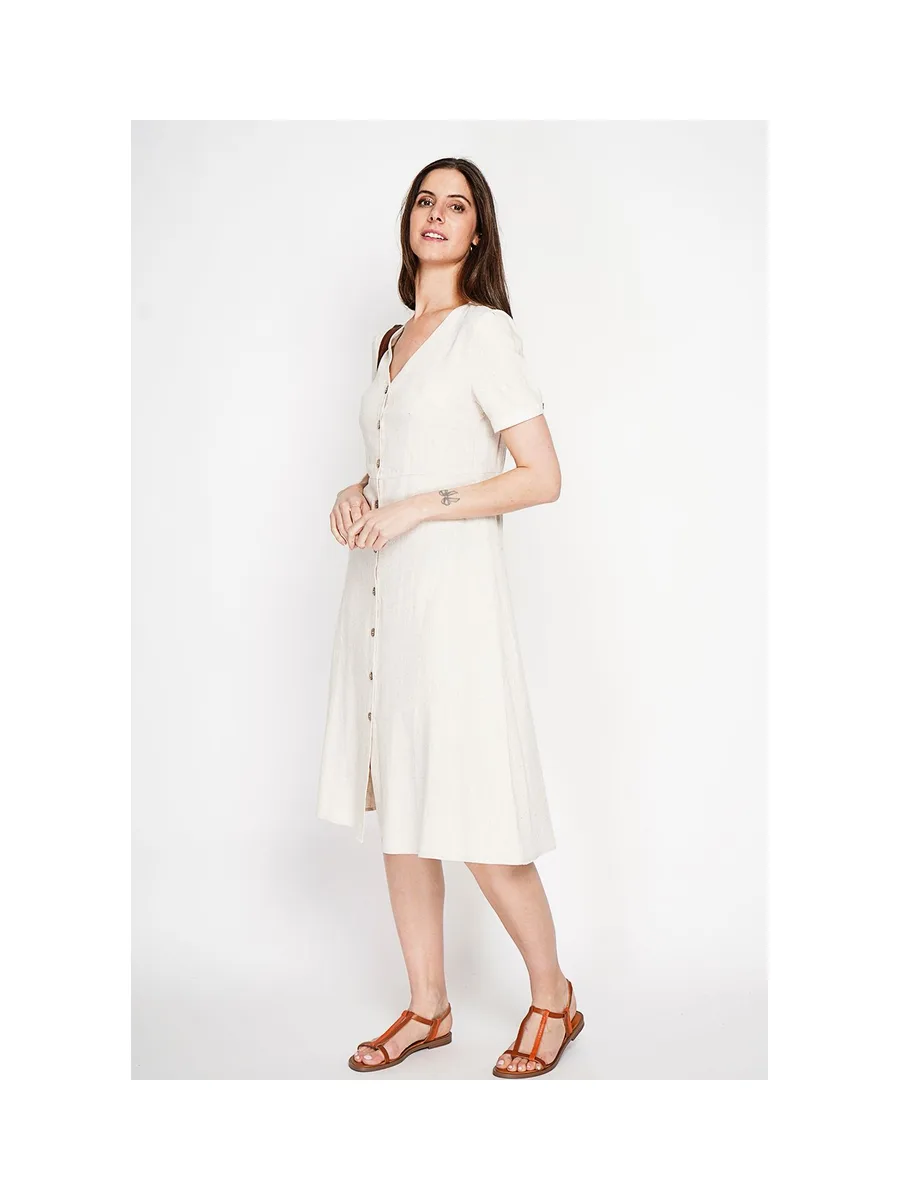 Robe longue boutonnée devant à manche court 6
