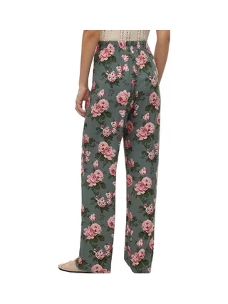 Pantalon Fluide Kaki/Rose à Motifs Femme Vero Moda Easy Joy 2