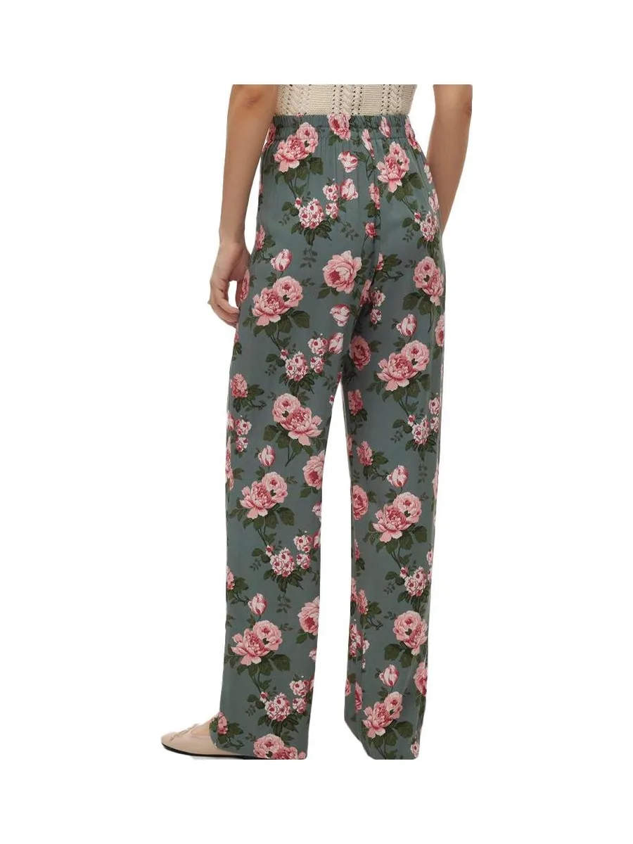 Pantalon Fluide Kaki/Rose à Motifs Femme Vero Moda Easy Joy 3