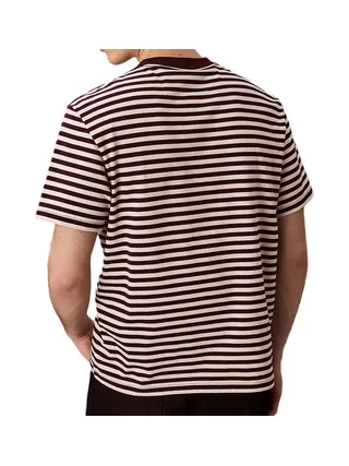 T-Shirt à Rayure Marron/Écru Homme Calvin Klein Jeans 20s Stripe 2