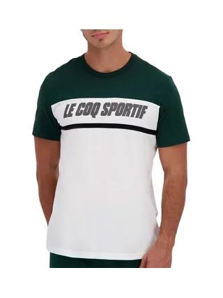 T-Shirt Vert/Blanc Homme Le Coq Sportif Contemporain 1