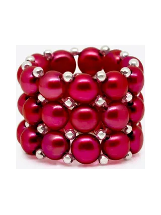 Bague 3 Rangs Véritables Perles d'Eau Douce 4 mm 4