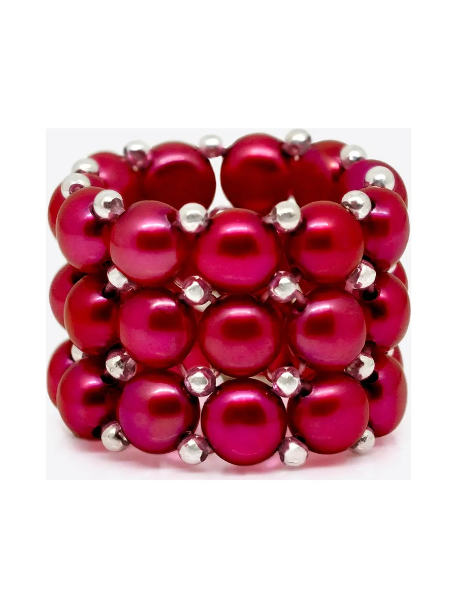 Bague 3 Rangs Véritables Perles d'Eau Douce 4 mm 4
