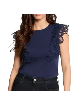T-Shirt Marine Femme Morgan Fleurs 1