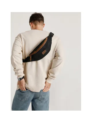 FLO - Sac banane en cuir véritable et toile enduite - Bleu 26