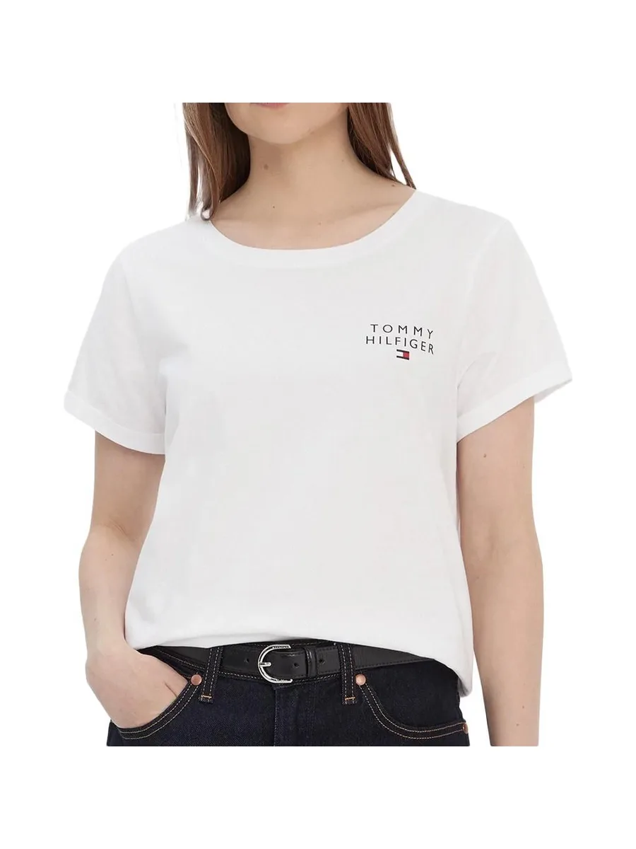T-Shirt Blanc Femme Tommy Hilfiger Sleeve 2