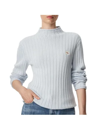 Pull Bleu Clair Femme Calvin Klein Jeans Woven Label 1