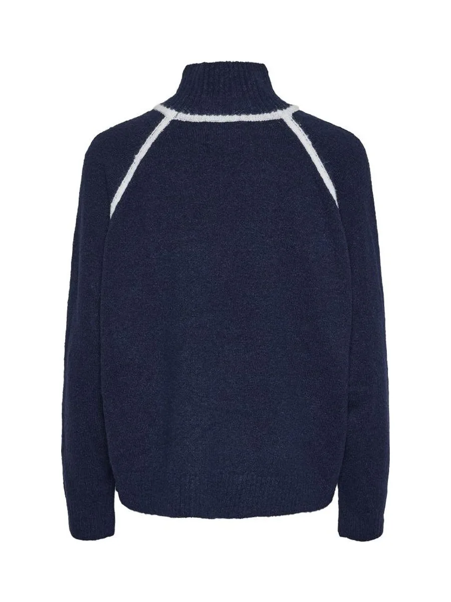Pull Marine/Blanc Femme Pieces Lola 3