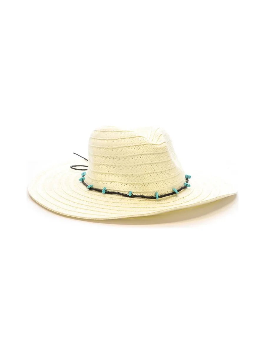 Chapeau de soleil en paille Blanc à large bord Via Lorenzo Fedora 3