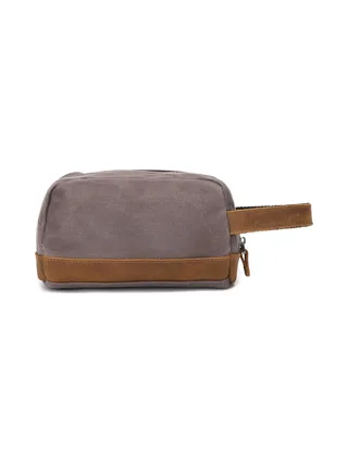 TONY - Trousse de toilette en cuir véritable et toile enduite - Bleu 20