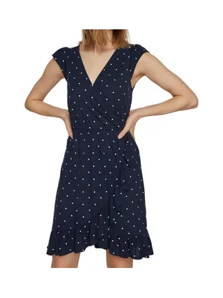Robe Marine/Pois à volants Femme Vila Mooney 1