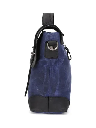 DAN - Sacoche en cuir véritable et toile enduite - Bleu 3
