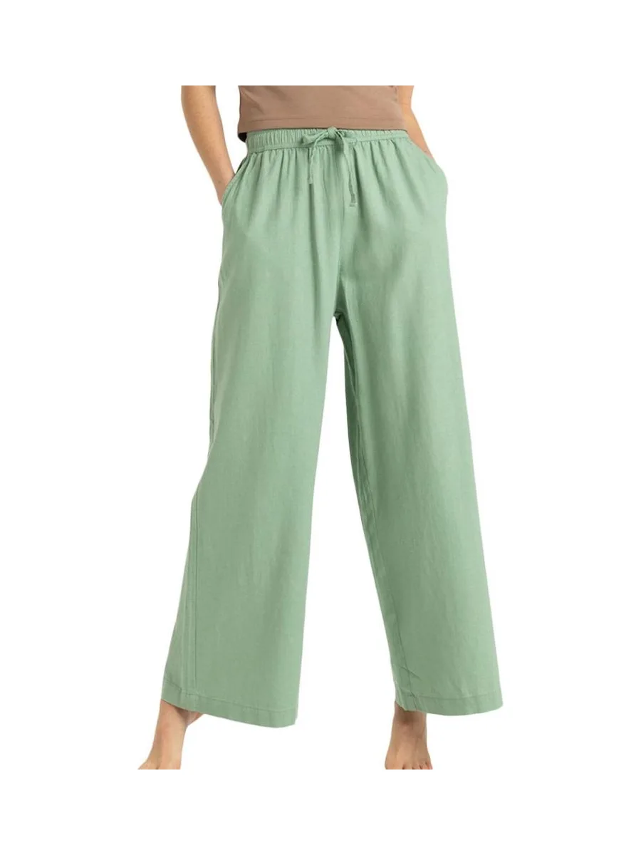Pantalon fluide en Lin Vert Femme Roxy Lekeitio Break 2