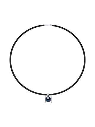 Bracelet Véritable Perle d'Eau Douce Ronde 9-10 mm — Argent 925 Millièmes Rhodié — 48 cm — Homme 1