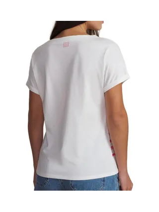 T-Shirt Blanc/Rouge Femme TBS Hibiscus 2