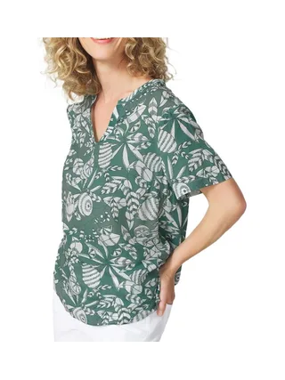 Blouse Vert à Fleurs Femme TBS JANIEMIS 1