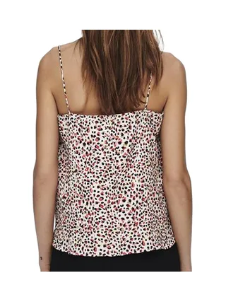 Débardeur Blanc/Rouge Femme Only Plisse Singlet 2