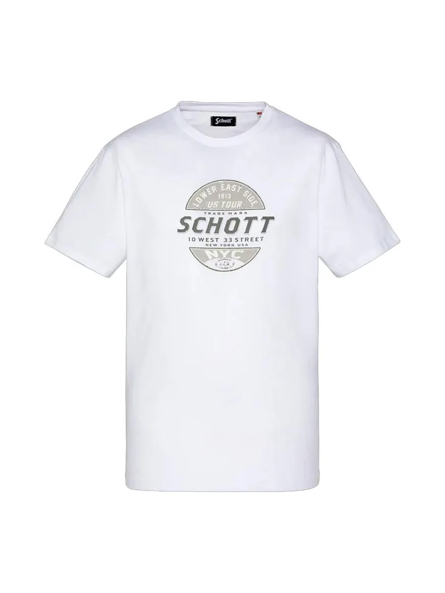 T-shirt Blanc Homme Schott TSUSTOUR 2