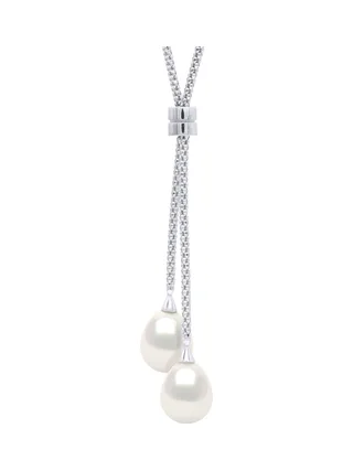 Collier Véritables Perles de Culture d'Eau Douce Ovales 9 mm — Argent 925 Millièmes Rhodié — 46 cm 1