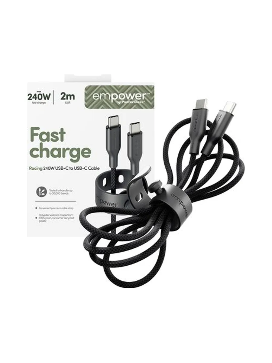 PanzerGlass empower™ by ® Racing 240W USB-C to USB-C Cable | USB 2.0 | 2M | Space Black USB cable 5