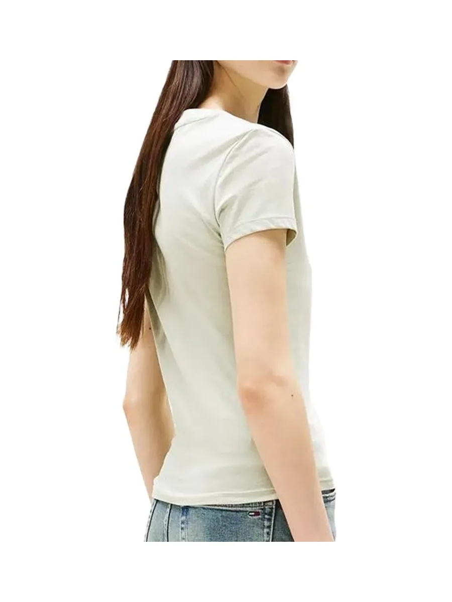 T-shirt Vert Clair Femme Tommy Hilfiger Slim Linear DW0DW21164 3