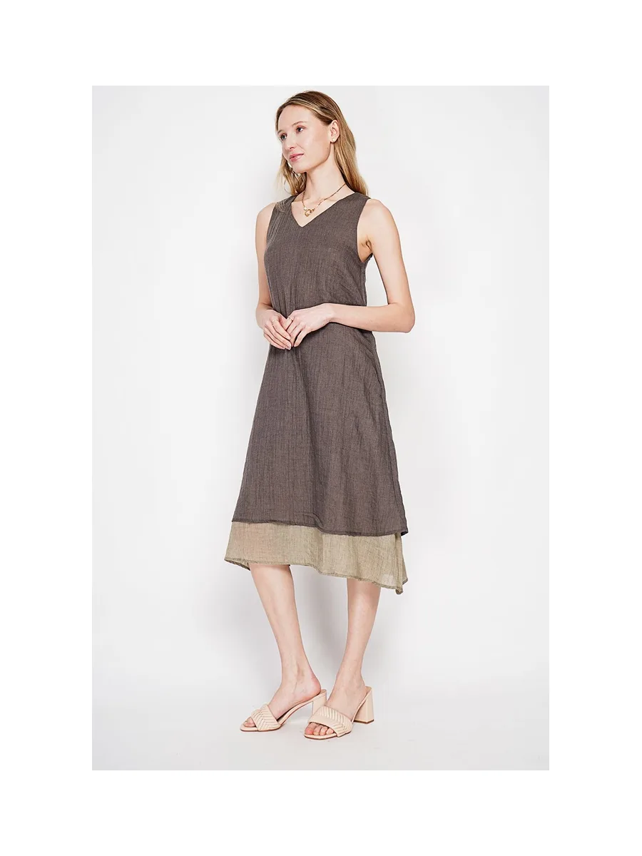 Robes doublé décontractées col v  S/M 14
