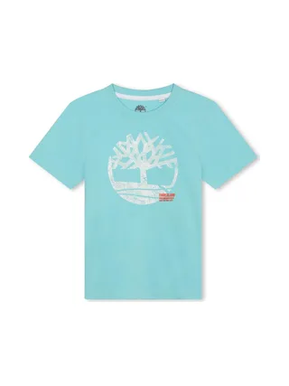 T-shirt Turquoise Garçon Timberland T60087 2